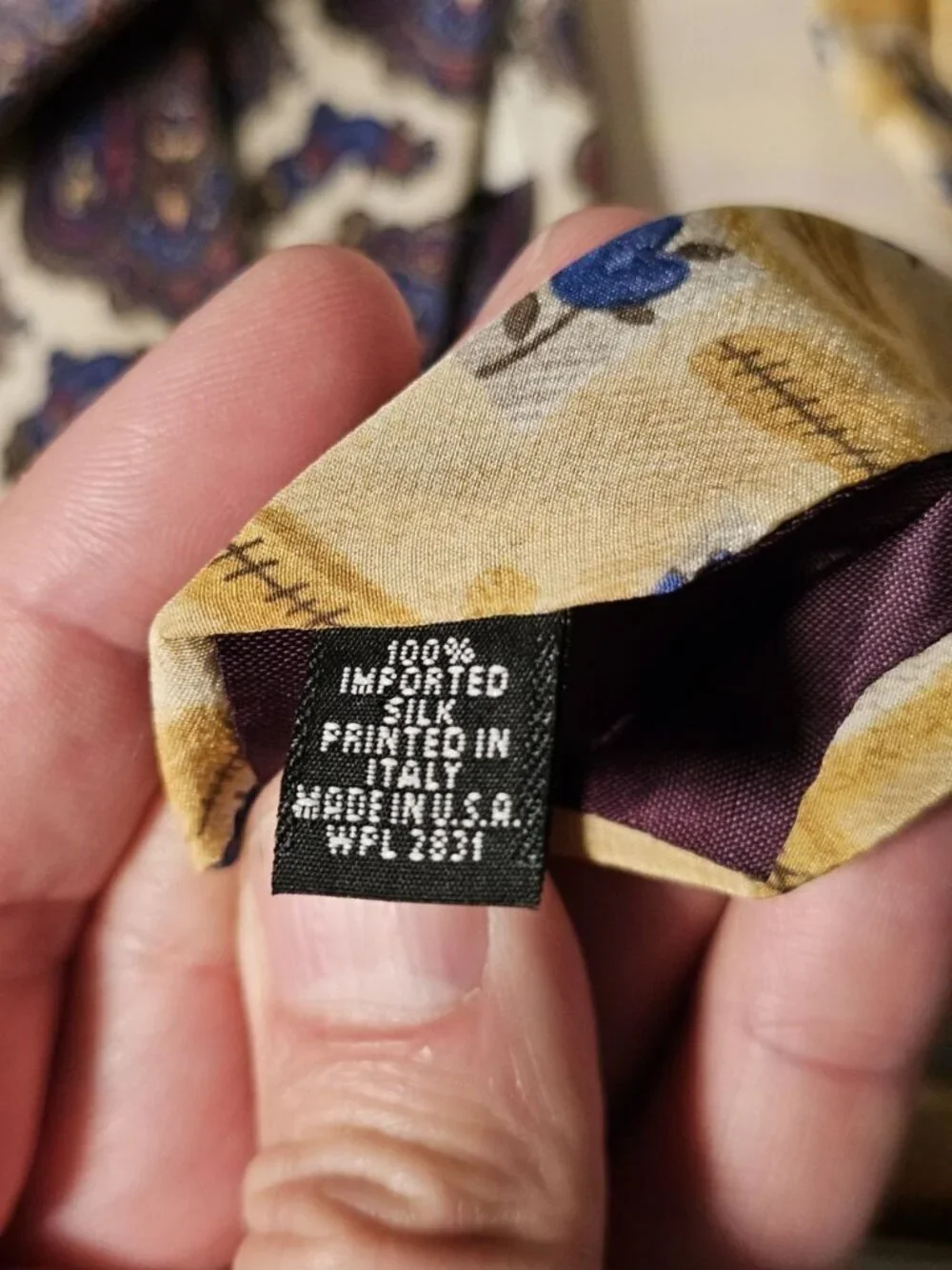 Peter Thomas by Superba Silk Necktie Yellow Blue Floral Print Archival Accessory